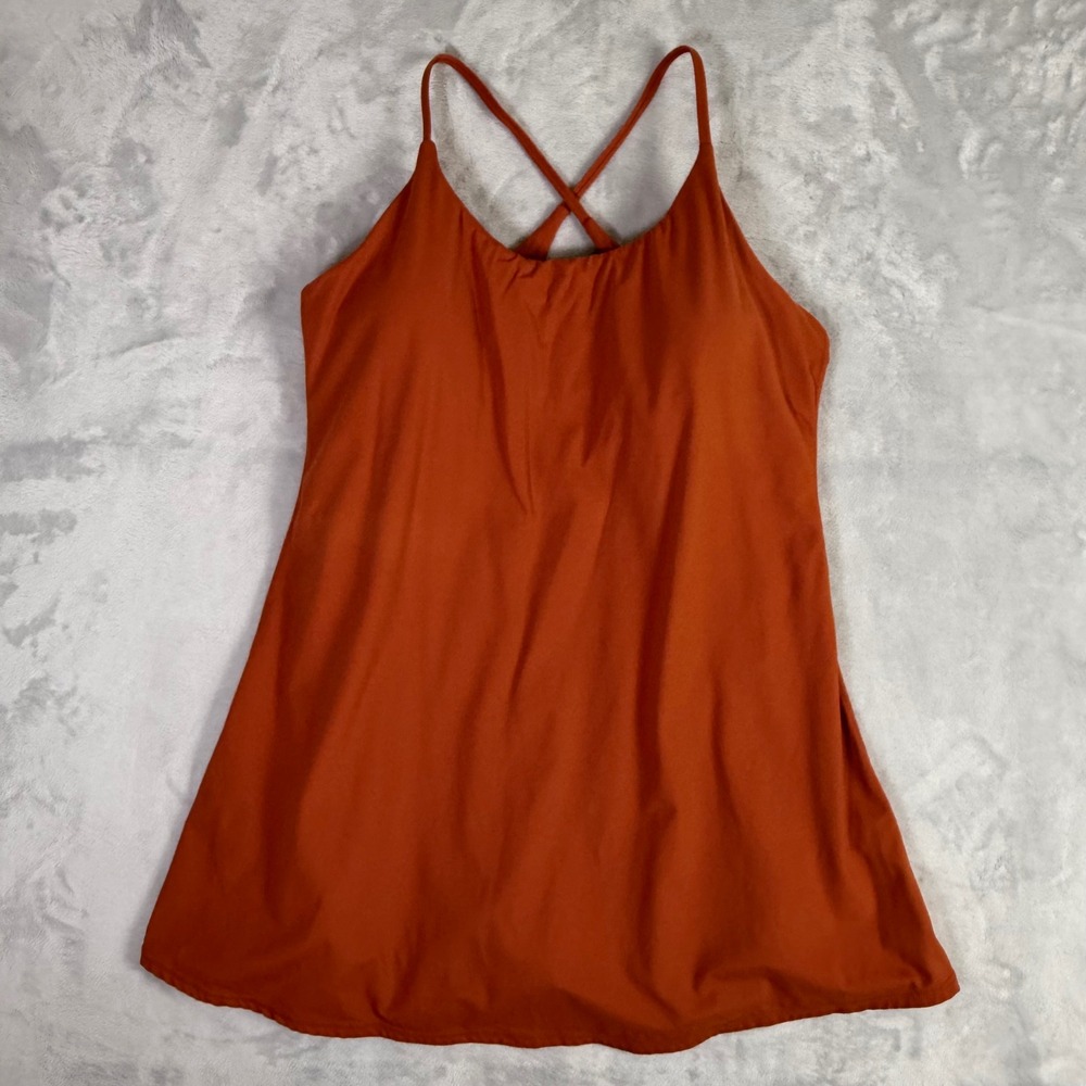 Halara Athletic Dress Womens XL Orange Cross Back Built In Shorts